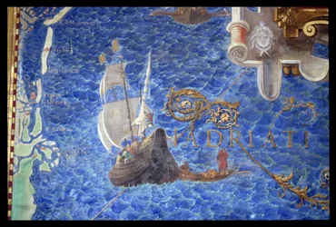 Een galei in de Adriatische Zee, detail uit de 